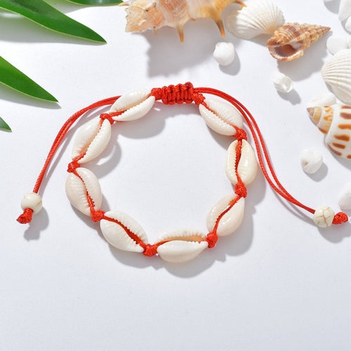 Hot Sale Handmade Natural Seashell Hand Knit Bracelet Shell Bracelets Women Accessories Beaded Strand Bracelet Best Friend Gifts
