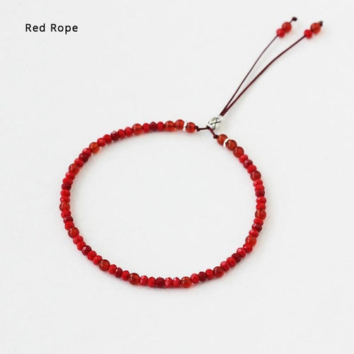 Natural Stone Handmade Strand Bracelet 3mm Red Rope Small Onyx Beads Thin Bracelets For Women 925 Silver Reiki Yoga Jewelry DIY