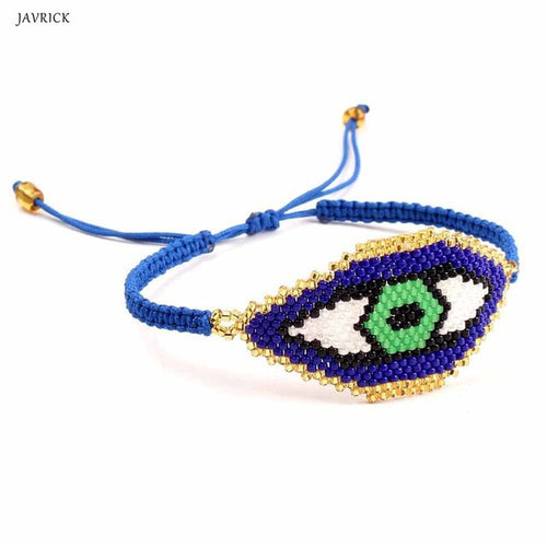 Handmade MIYUKI Seed Beads Evil Eye Woven Charm Bracelet Women Fashion Jewelry