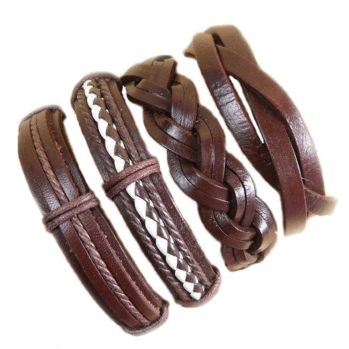 Handmade wholesale handmade bangle 6pcs/lot ethnic tribal adjustable wrap genuine leather bracelet men-S49